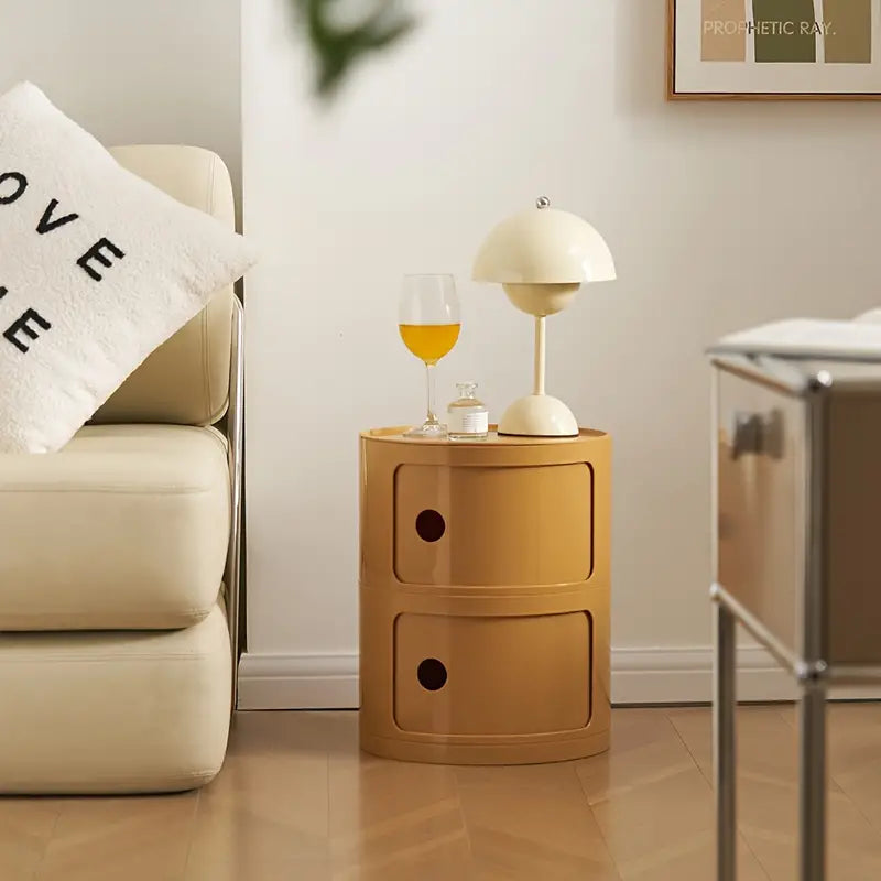 NNETM Ginger-Colored Round Bedside Table-2