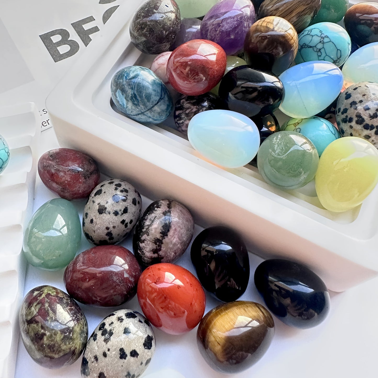 10pcs Natural Polished Tiger's Eye Easter Egg Stones