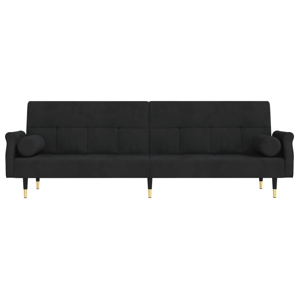NNEVL Sofa Bed with Cushions Black Velvet