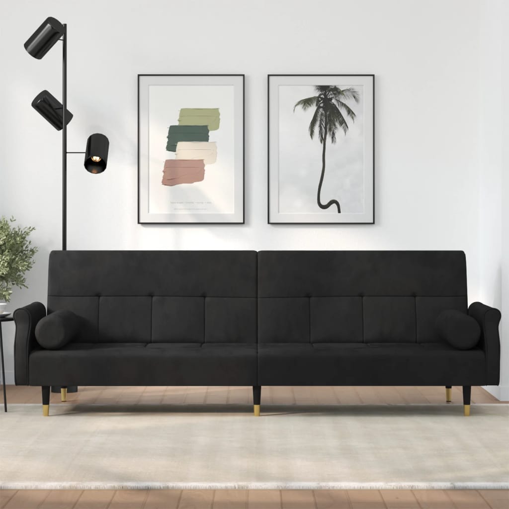 NNEVL Sofa Bed with Cushions Black Velvet