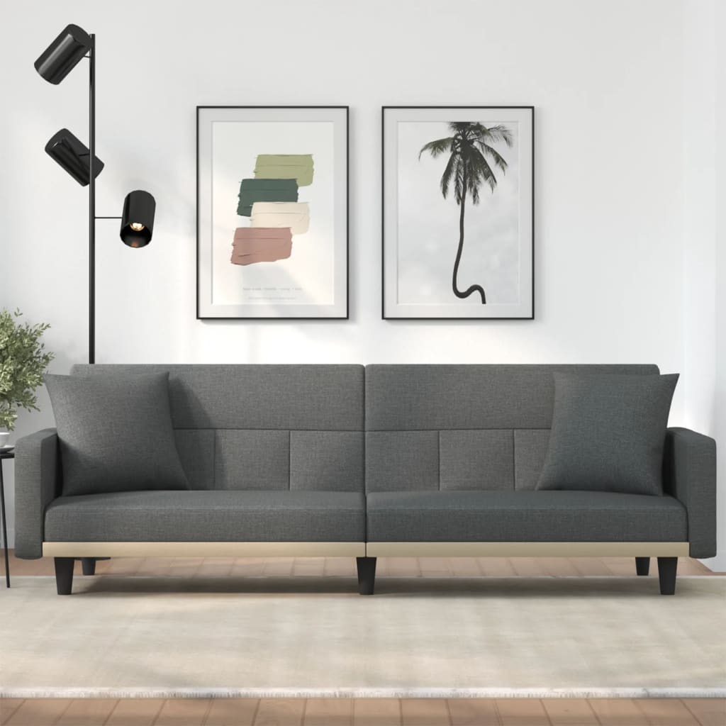 NNEVL Sofa Bed with Cushions Dark Grey Fabric
