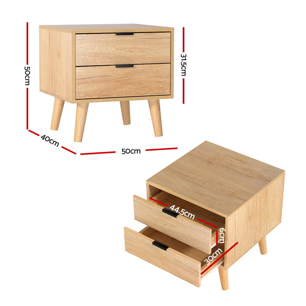 NNEDSZ Bedside Table 2 Drawers - Pine