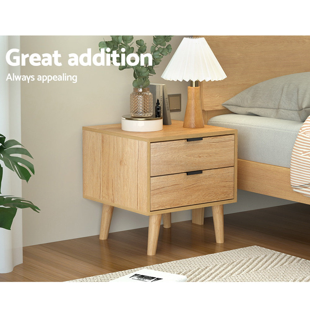 NNEDSZ Bedside Table 2 Drawers - Pine