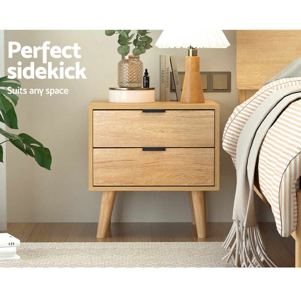 NNEDSZ Bedside Table 2 Drawers - Pine