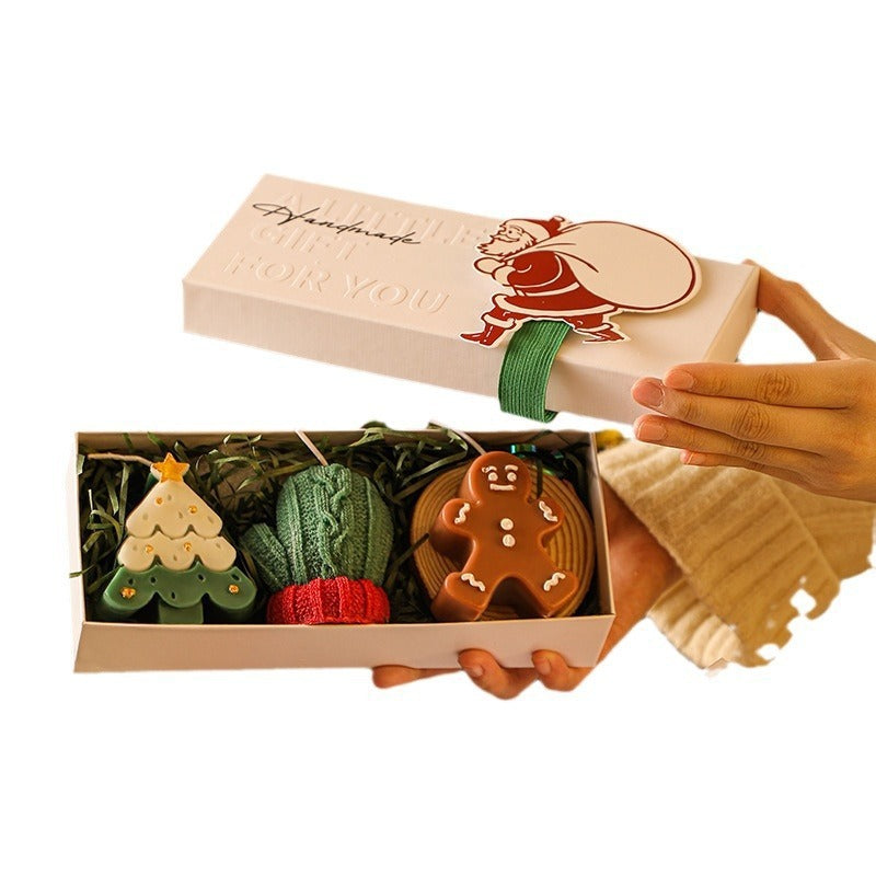 3PCS Christmas Scented Candle Gift Set - Elk, Tree, Gingerbread Man, Glove Shaped for Women, Xmas Home Decor, Party, Bedroom, Table Decorations