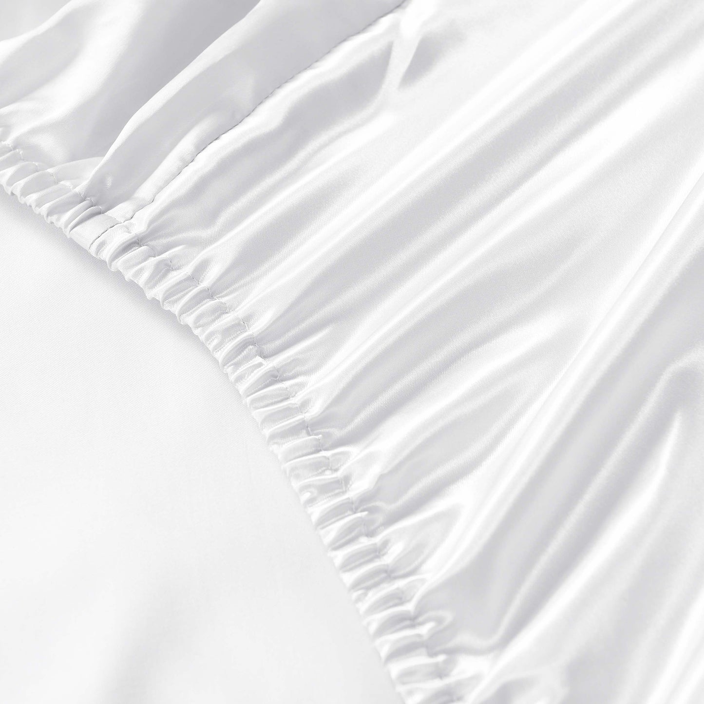 Royal Comfort Satin Sheet Set 3 Piece Fitted Sheet Pillowcase Soft - King - White