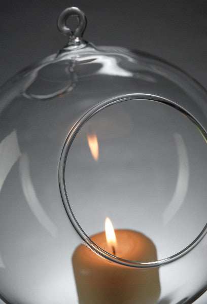 4 x Hanging Clear Glass Ball Tealight Candle Holder - 8cm Diameter / High - Wedding Globe Decoration Terrarium Succulent Plant Mini Garden Holder Decor Craft Gift