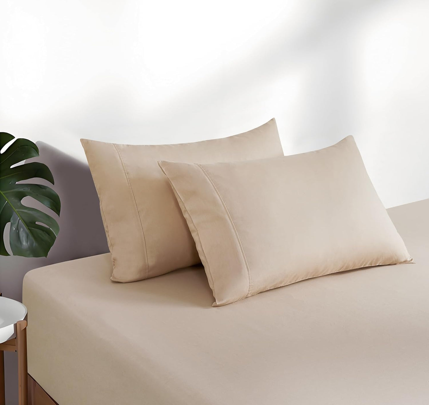 100% Vintage Washed Cotton Fitted Sheet Combo Set – 100% Natural Cotton, Ultra Soft & Breathable – Includes Fitted Sheet & Pillowcases – Machine Washable (Natural, Single)