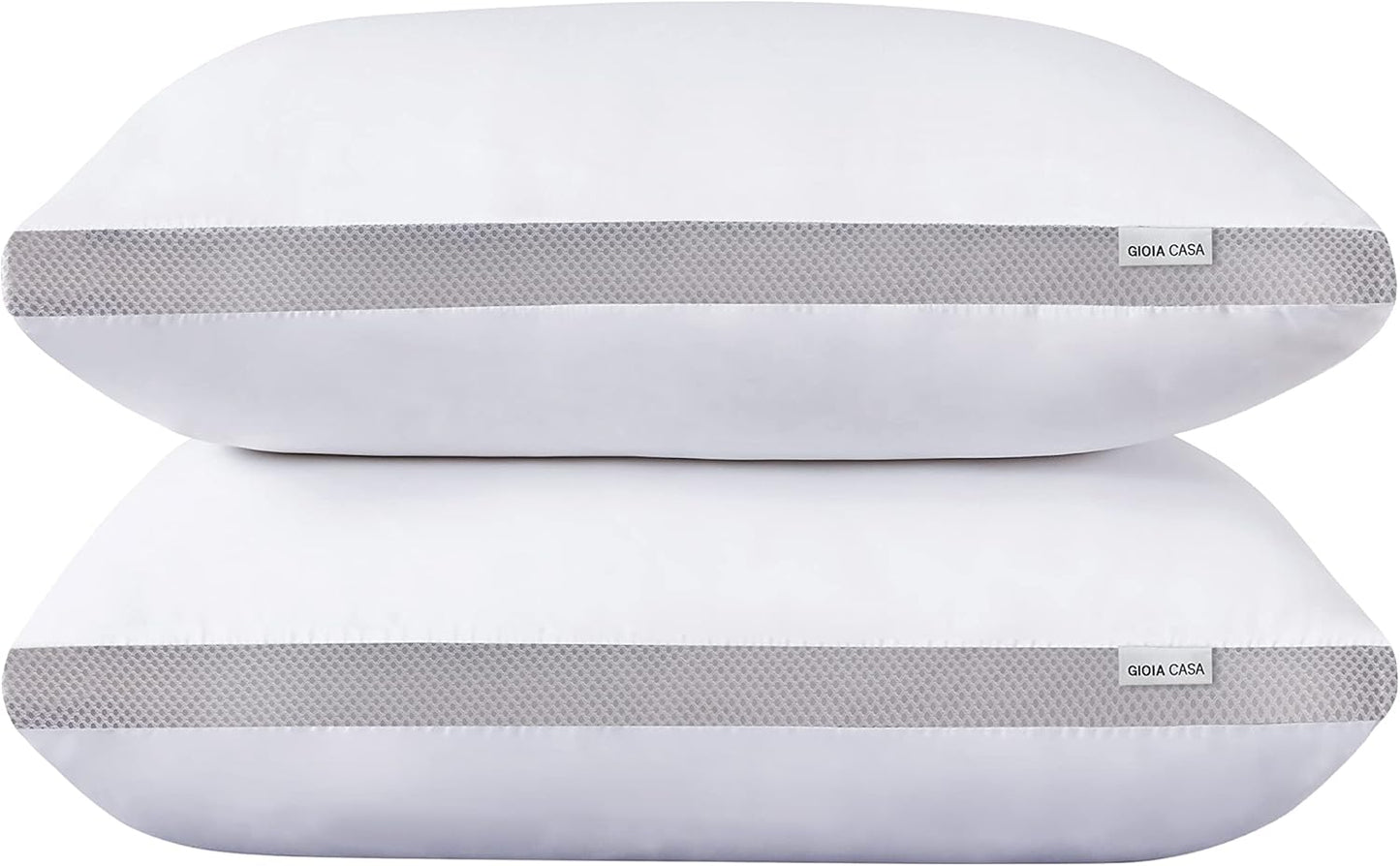 Bamboo Cooling Pillows Twin Pack - Luxury Plush Down-Like Microfibre Pillows for Bedding - Ultra Soft, Comfy & Breathable Standard Pillows