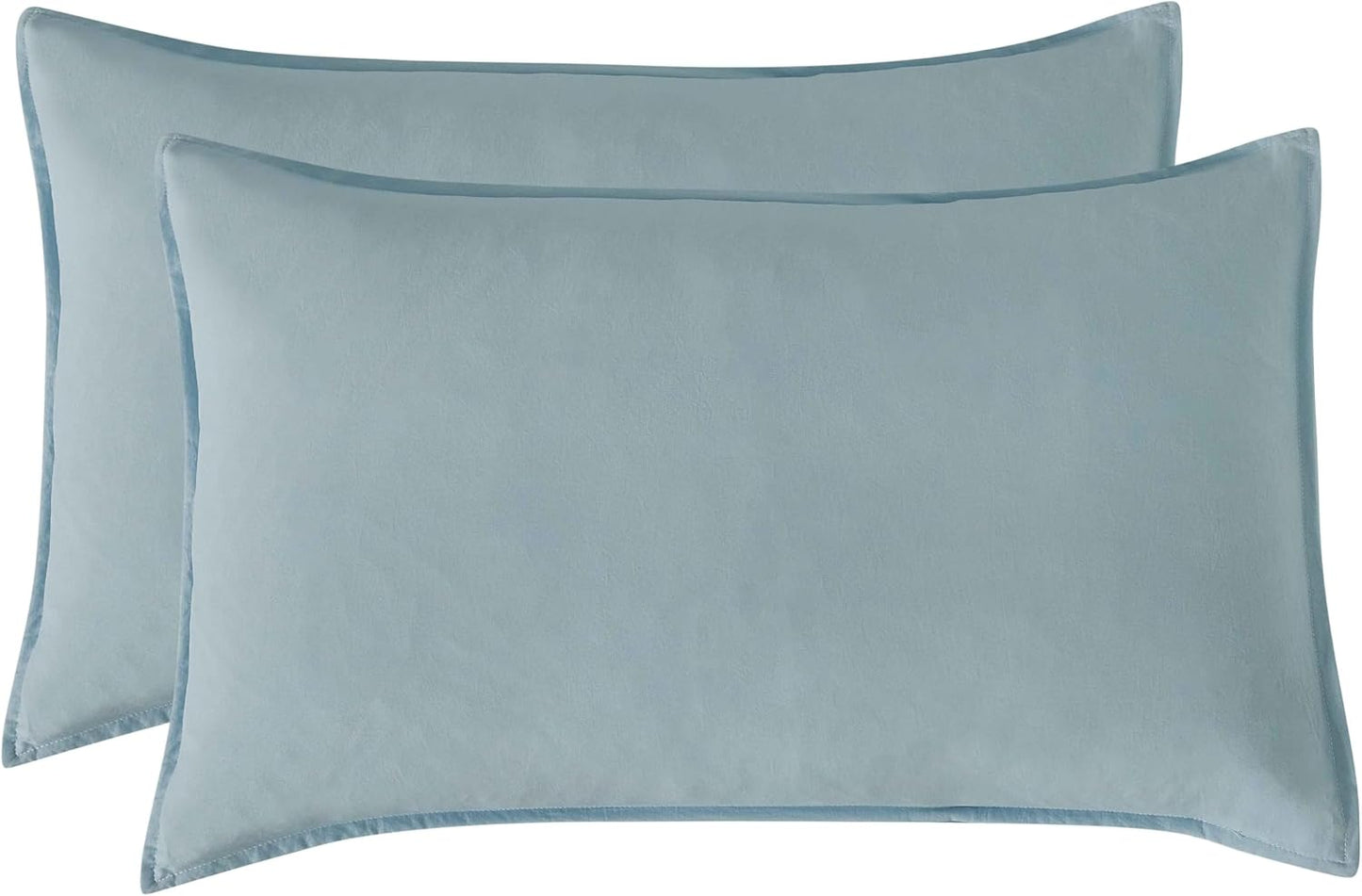 Vintage Washed Microfibre Sheet Set (Blue, Queen)