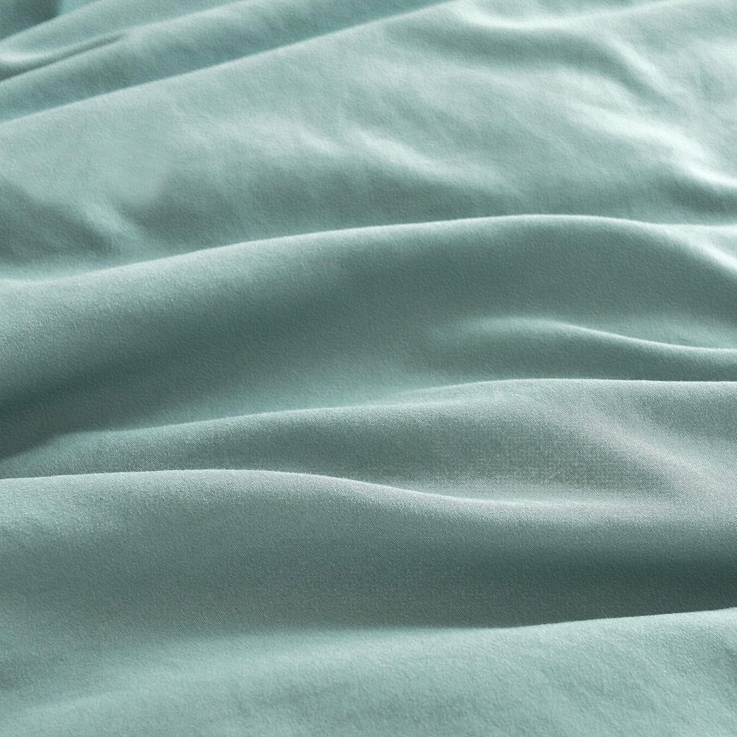 100% Vintage Washed Microfibre Fitted Sheet Set – Ultra Soft & Lightweight All-Season Fitted Sheet with 2 Pillowcases (Seafoam, King Size)