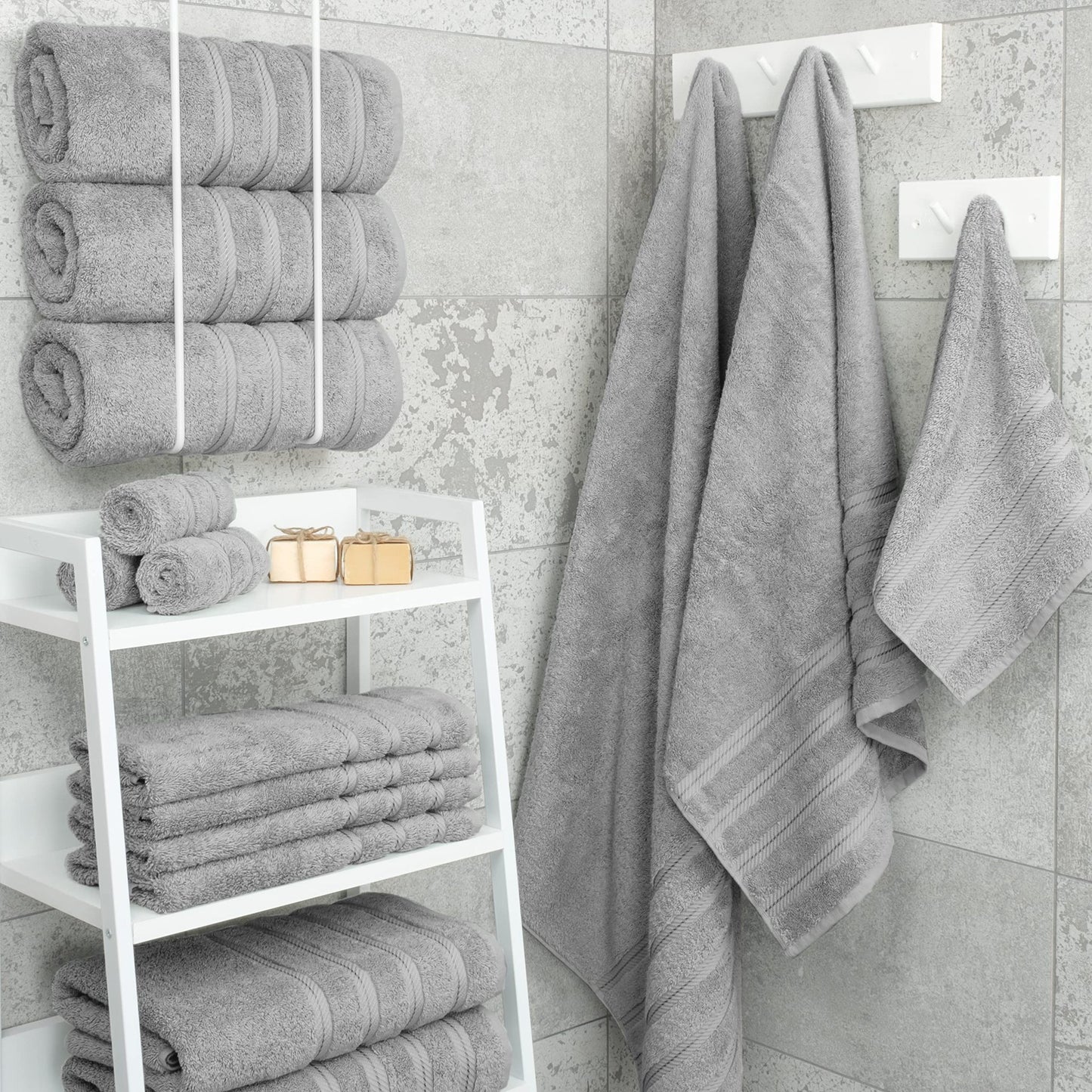 Green Luxury 6-Piece Combed Cotton Towel Bale Set - Ultra Soft & Absorbent Bath, Hand, Face Towels