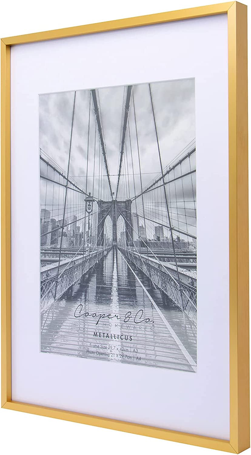 Cooper & Co. Homewares A3 Matt to A4 Premium Metallicus Metal Photo Frames, Gold