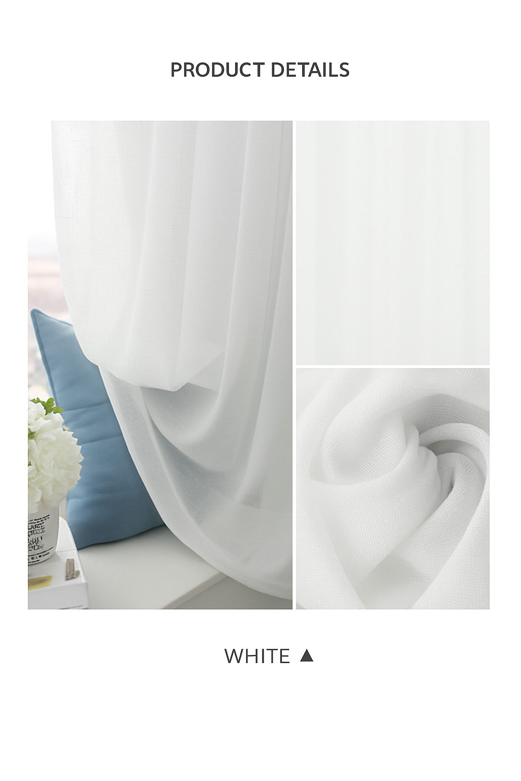 Rod Pocket Linen Sheer Curtains Semi-Transparent Drapes 1 Panel