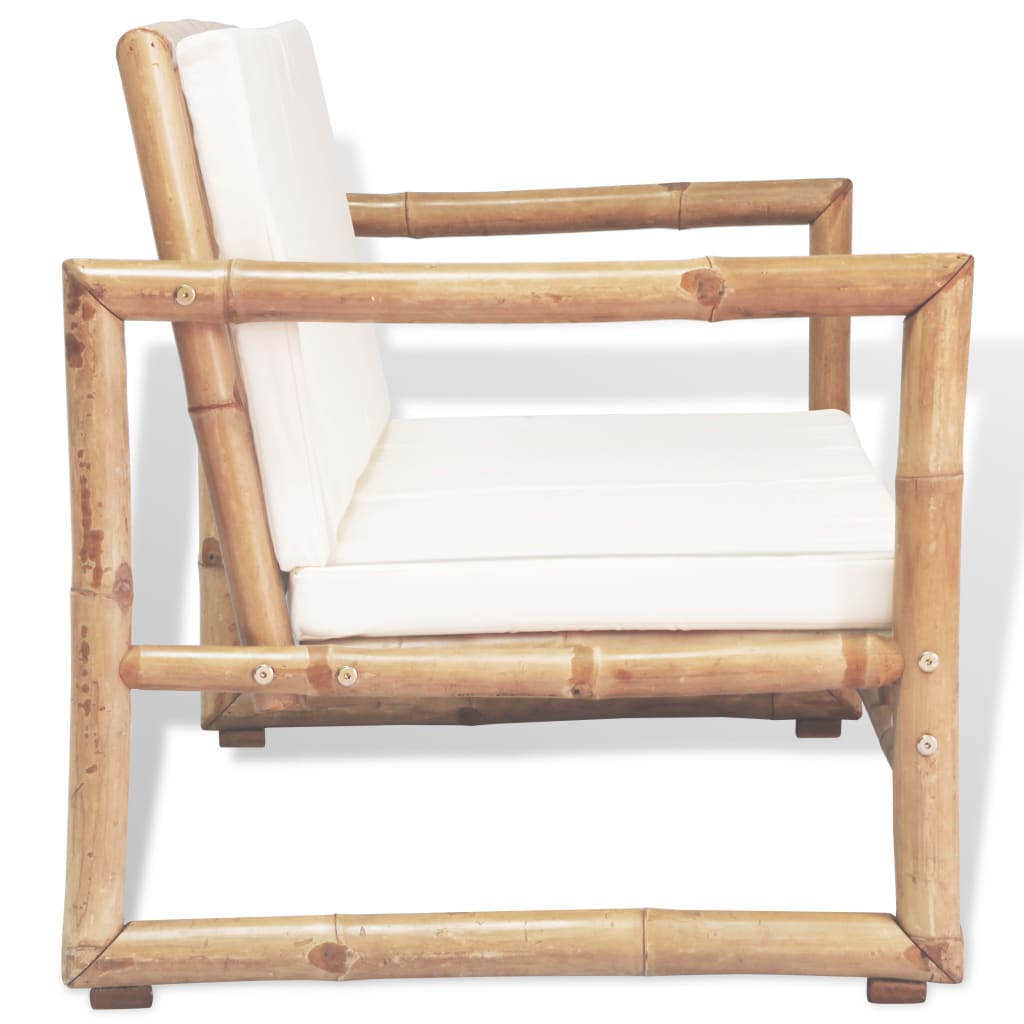NNEVL 2 Seater Garden Sofa with Cushions Bamboo