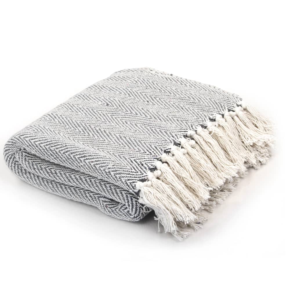NNEVL Throw Cotton Herringbone 220x250 cm Grey