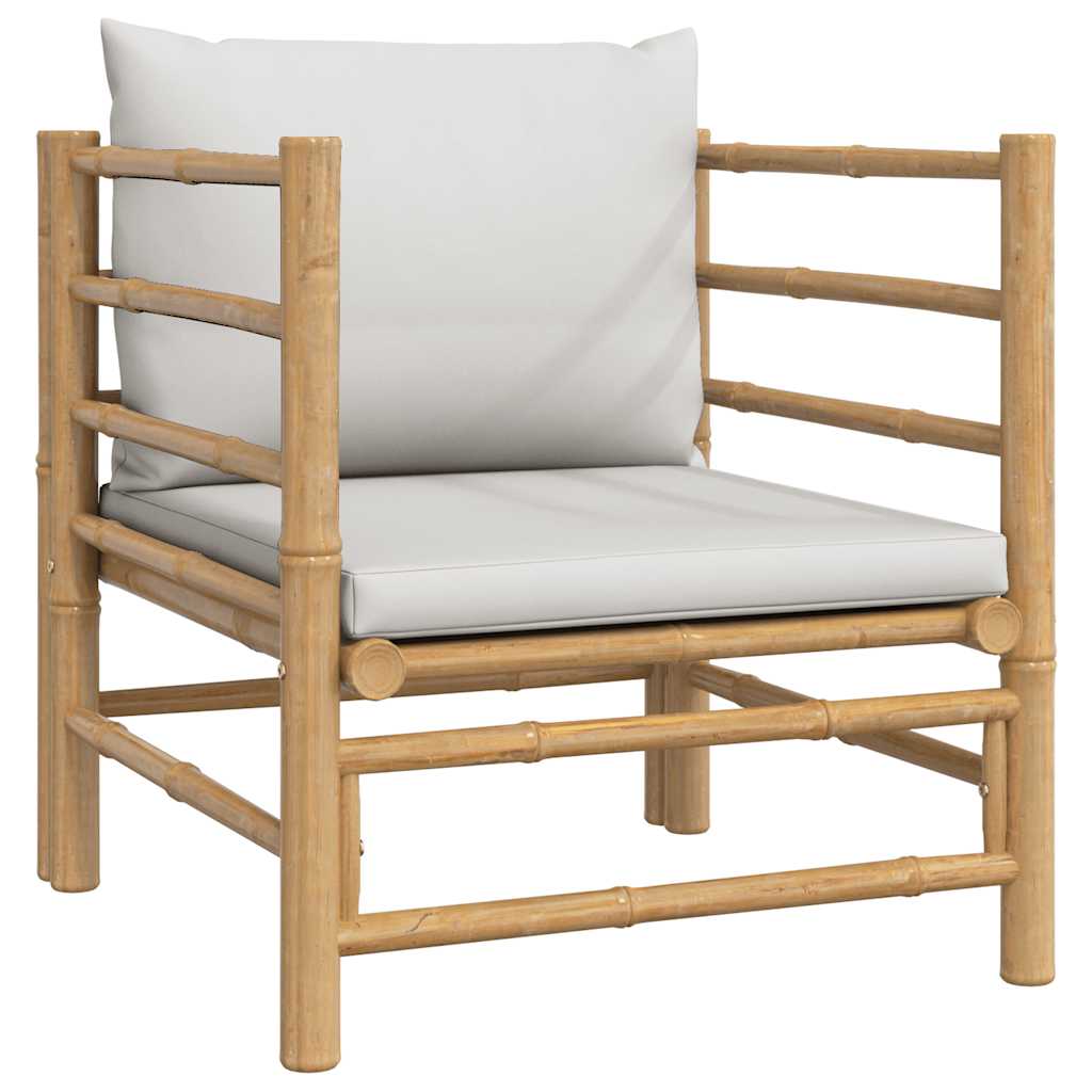 NNEVL Garden Sofa with Light Grey Cushions Bamboo