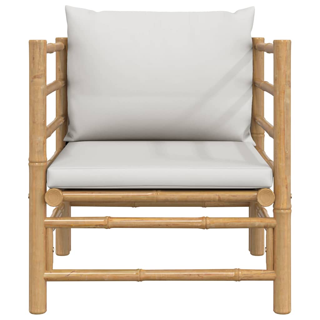 NNEVL Garden Sofa with Light Grey Cushions Bamboo