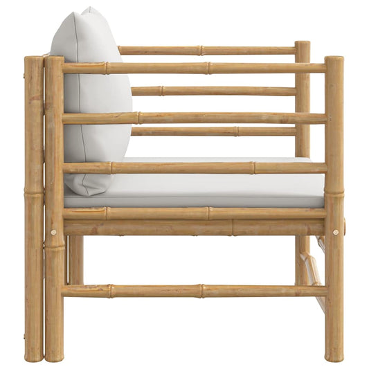 NNEVL Garden Sofa with Light Grey Cushions Bamboo