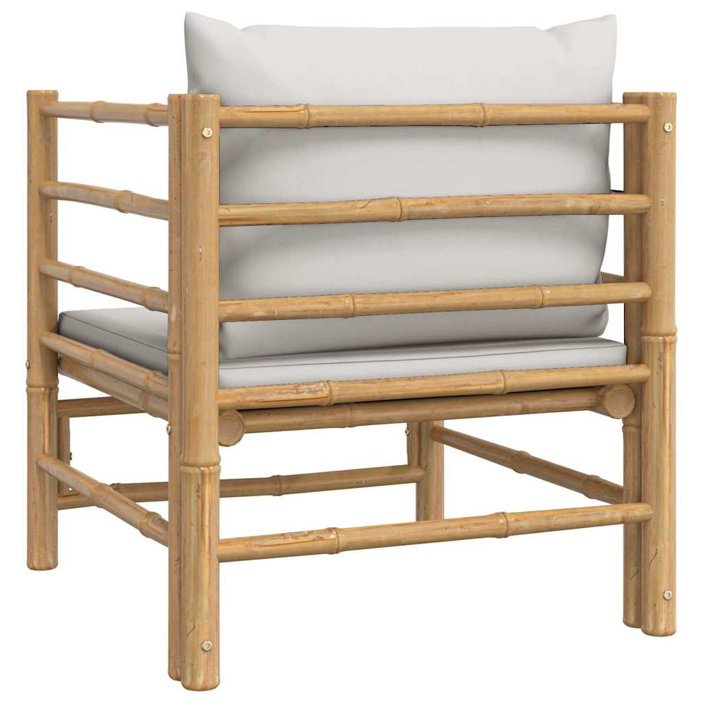 NNEVL Garden Sofa with Light Grey Cushions Bamboo