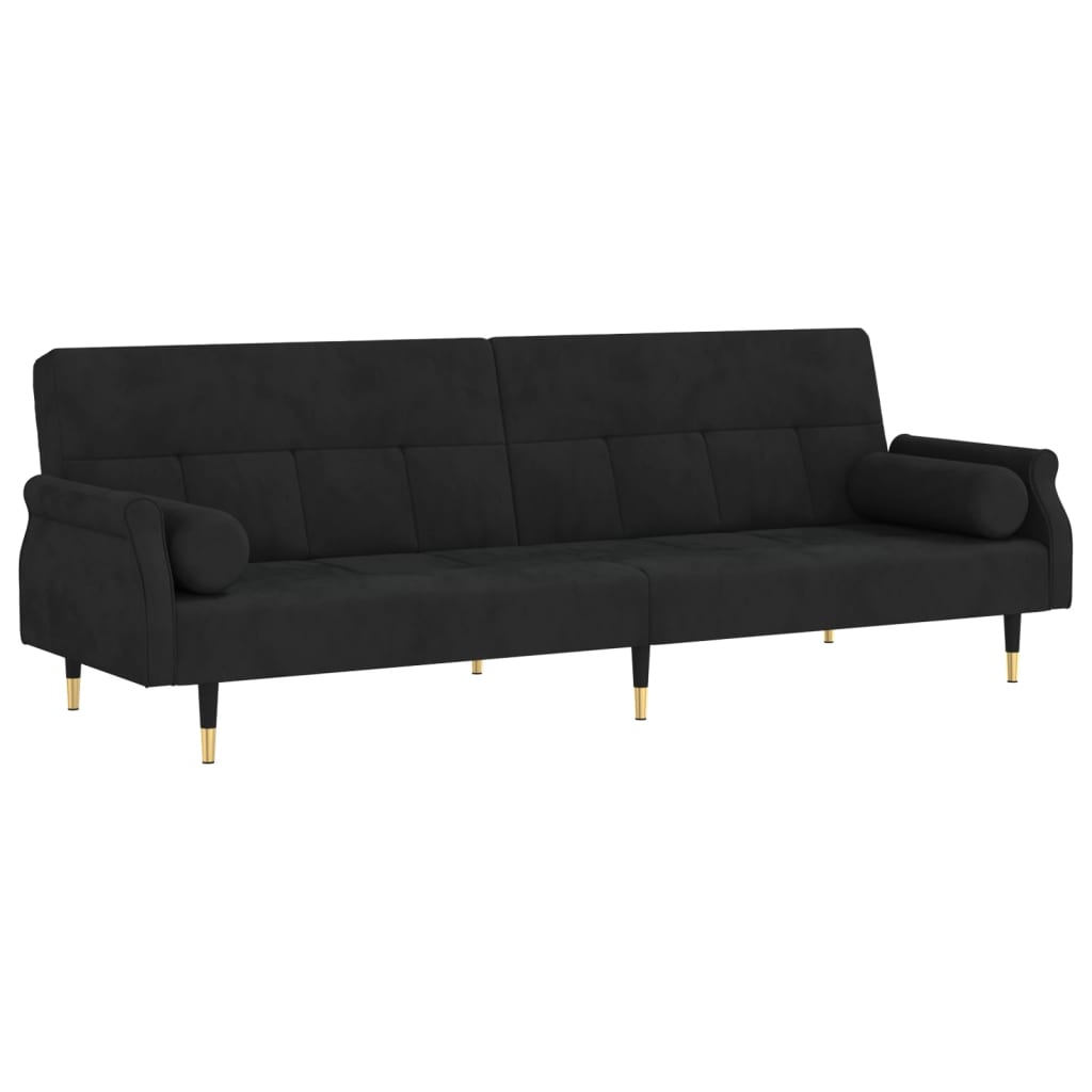 NNEVL Sofa Bed with Cushions Black Velvet