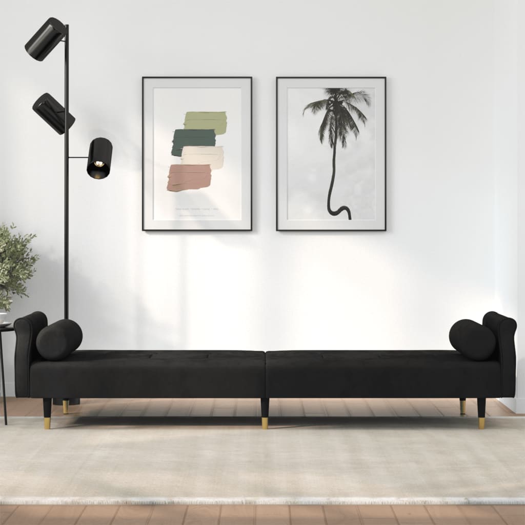 NNEVL Sofa Bed with Cushions Black Velvet