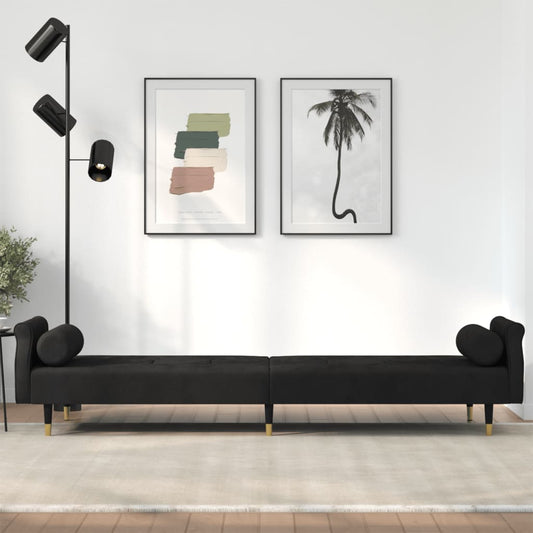 NNEVL Sofa Bed with Cushions Black Velvet