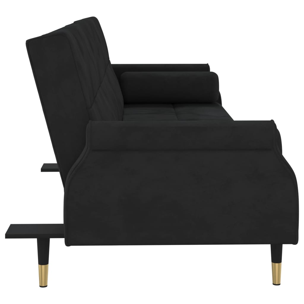 NNEVL Sofa Bed with Cushions Black Velvet