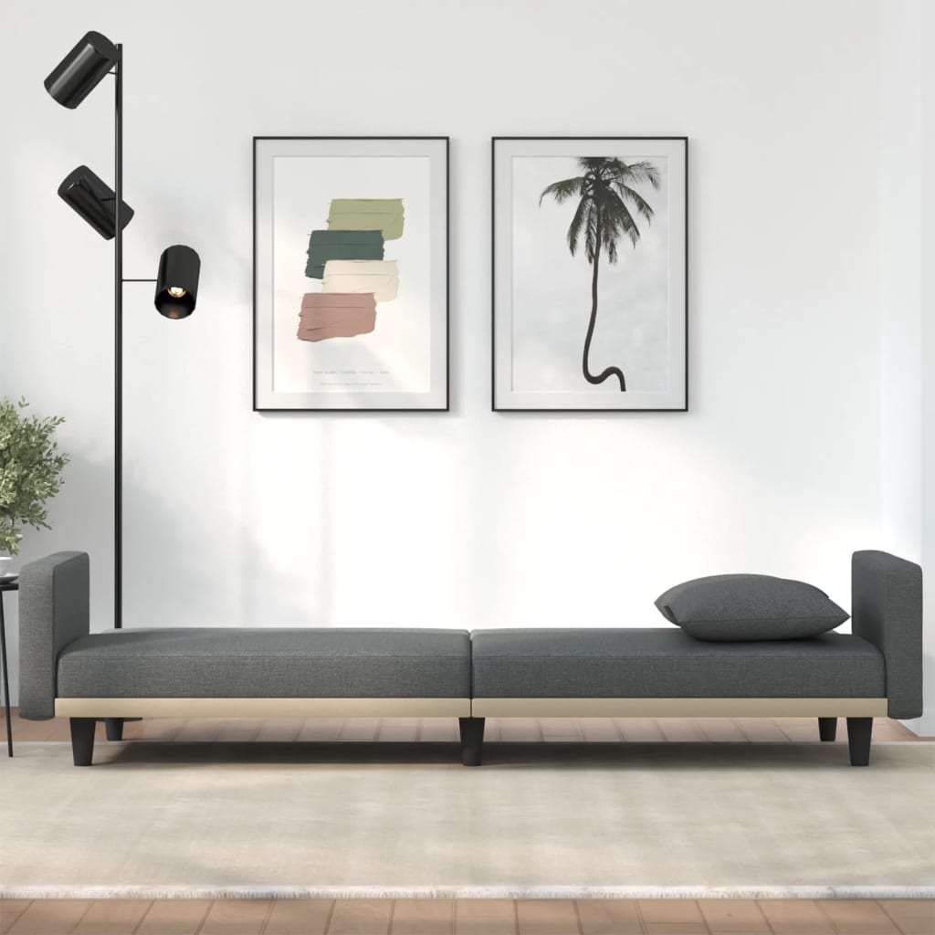 NNEVL Sofa Bed with Cushions Dark Grey Fabric