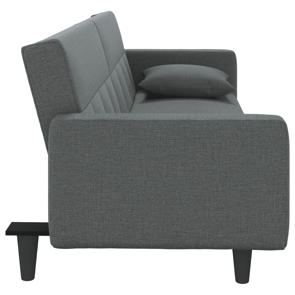 NNEVL Sofa Bed with Cushions Dark Grey Fabric
