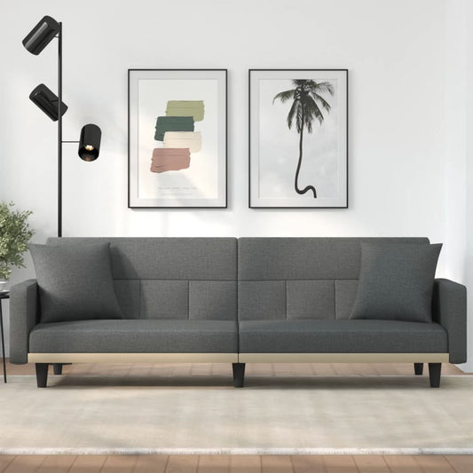 NNEVL Sofa Bed with Cushions Dark Grey Fabric