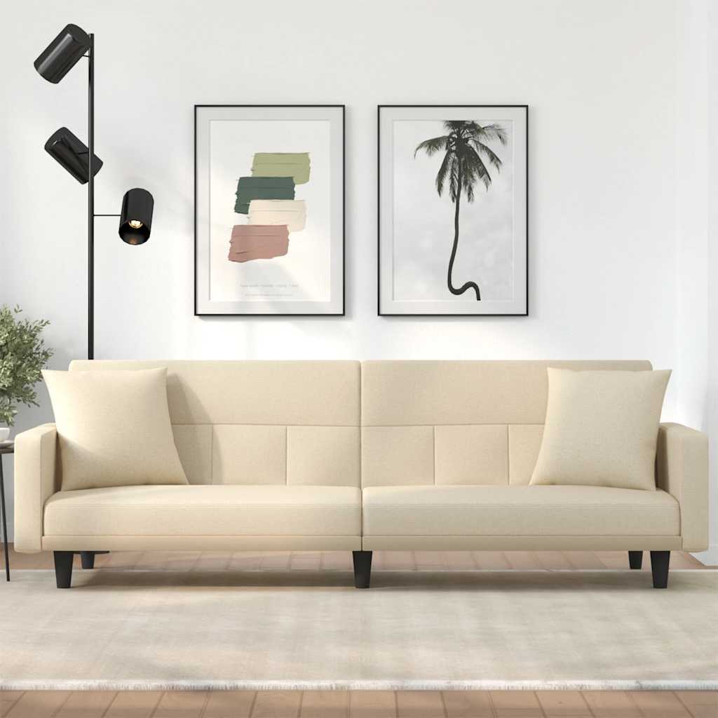NNEVL Sofa Bed with Cushions Cream Fabric