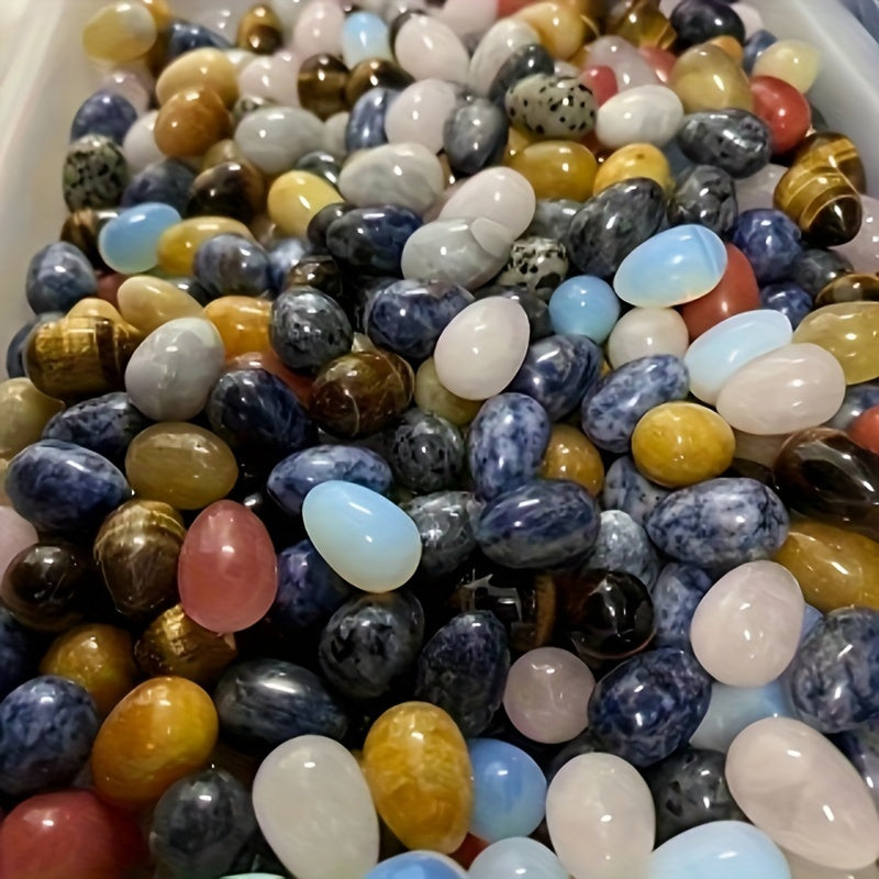 10pcs Natural Polished Tiger's Eye Easter Egg Stones