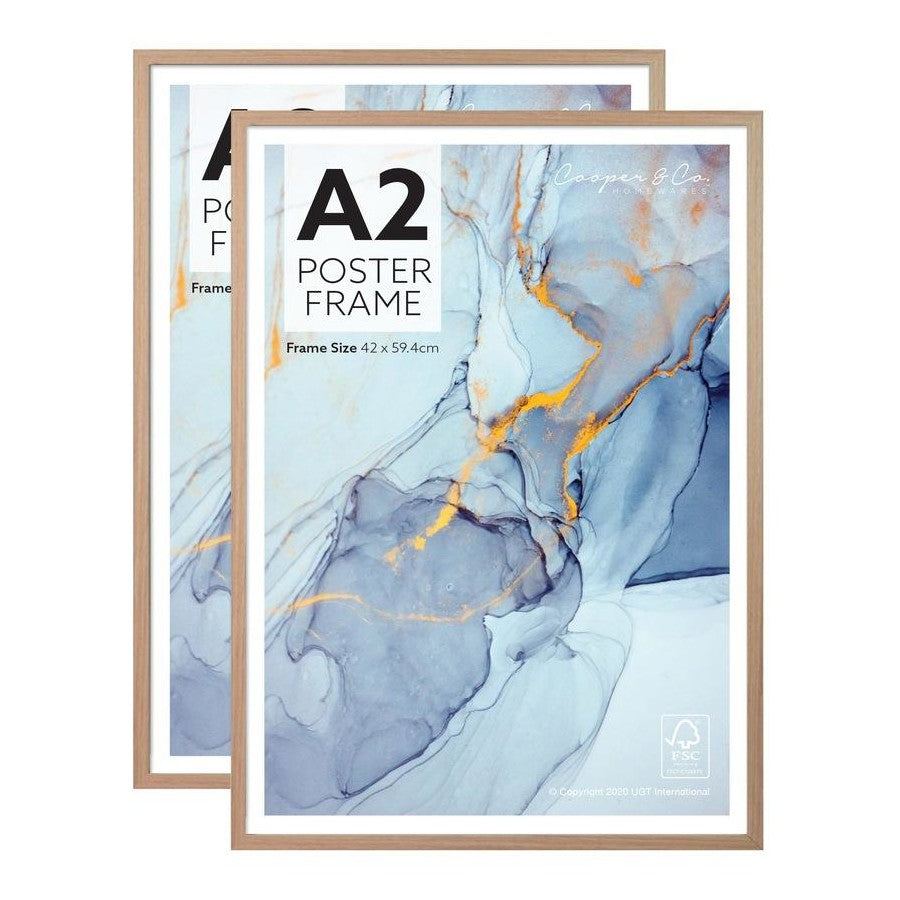 Set of Two A2 Size Cooper and Co Natural Frames - Oak Colour