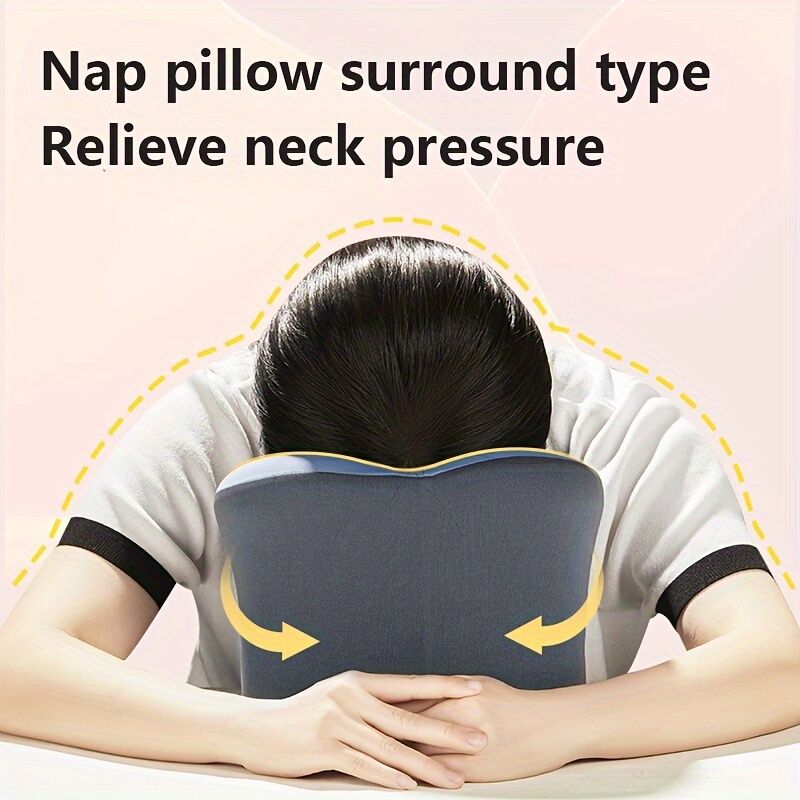 Ergonomic U-shaped core pillow for napping – Lightweight, dry clean only, synthetic fiber cover – Ideal for office, travel, camping, and home use – Supports stomach, back, or side sleepers. Office nap pillow | Ergonomic design | Pillow, sleeping pillow