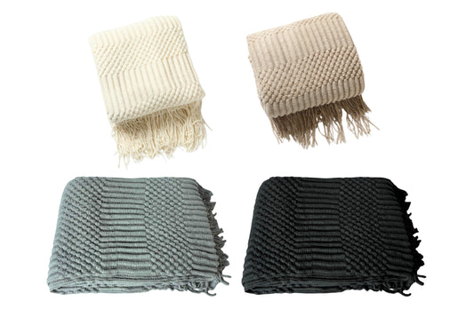 NNEDSZ Tessa Throw Rug Blanket - Cream