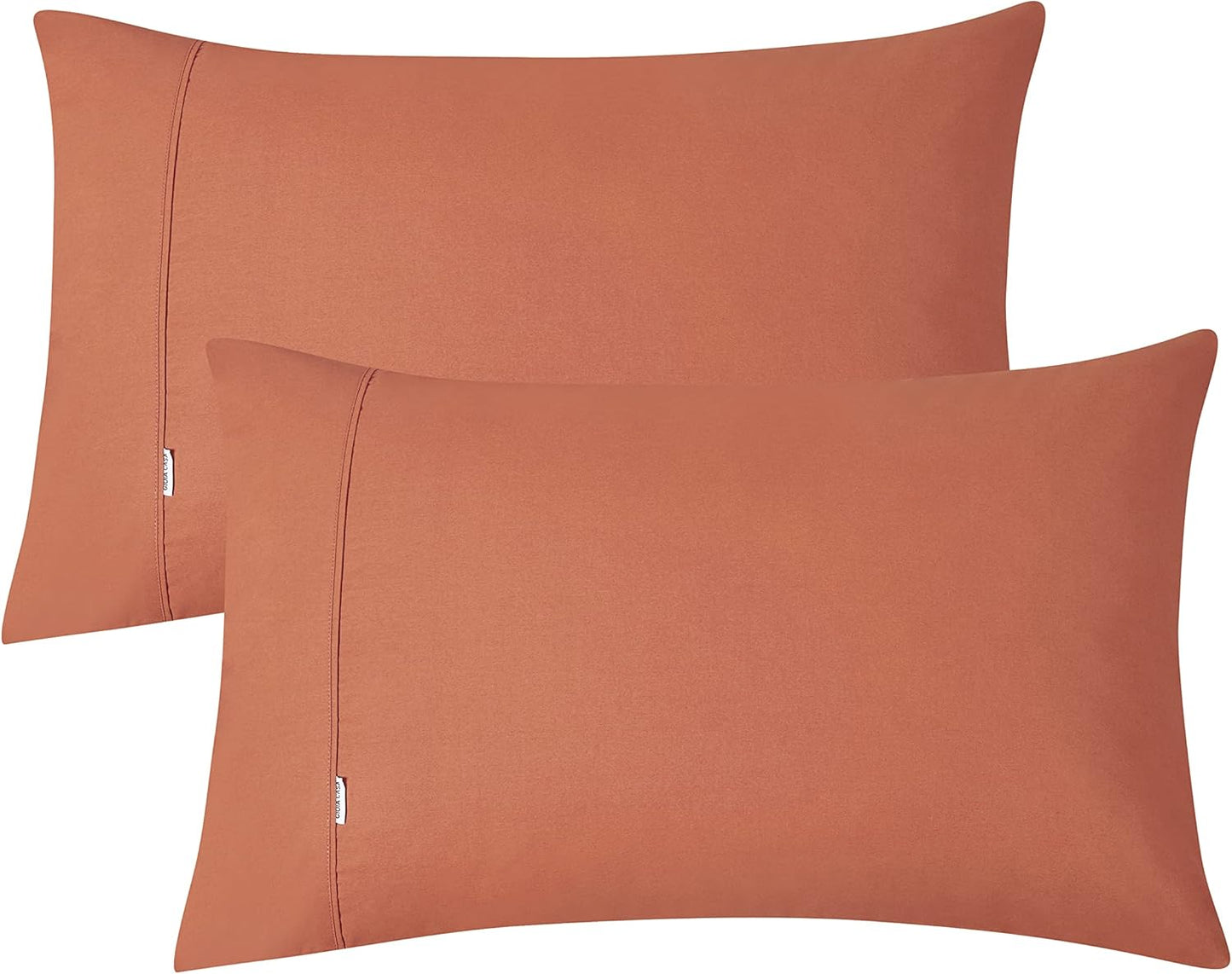100% Vintage Washed Cotton Fitted Sheet Combo Set – 100% Natural Cotton, Ultra Soft & Breathable – Includes Fitted Sheet & Pillowcases – Machine Washable (Brick, Single)