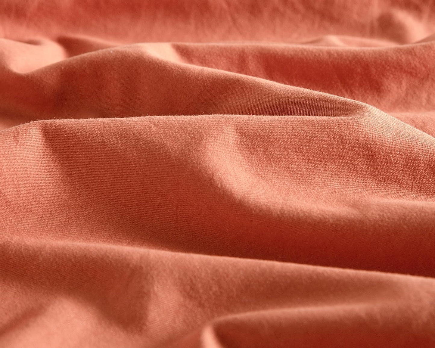 100% Vintage Washed Microfibre Fitted Sheet Set – Ultra Soft & Lightweight All-Season Fitted Sheet with 2 Pillowcases (Terracotta, King Size)