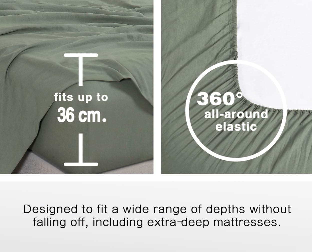 100% Vintage Washed Microfibre Fitted Sheet Set – Ultra Soft & Lightweight All-Season Fitted Sheet with 1 Pillowcase (Khaki Green, King Single Size)