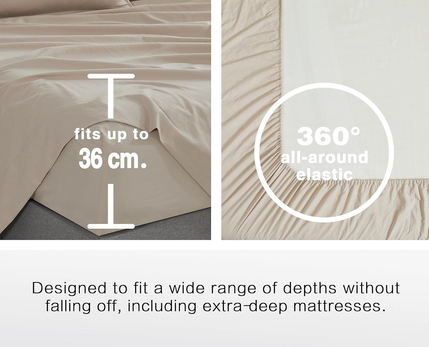 100% Vintage Washed Microfibre Fitted Sheet Set – Ultra Soft & Lightweight All-Season Fitted Sheet with 1 Pillowcase (Linen, King Single Size)