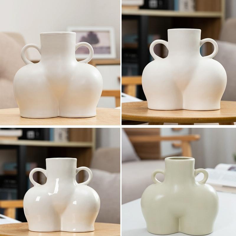 Large Unglazed Ceramic Vase for Home Decor and Dried Flower Arrangements