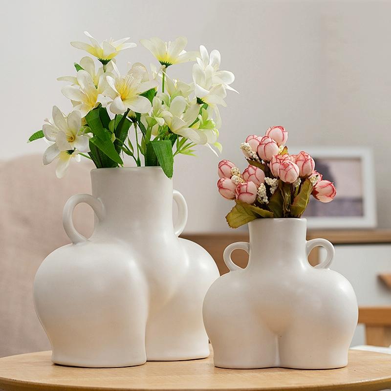 Large Unglazed Ceramic Vase for Home Decor and Dried Flower Arrangements