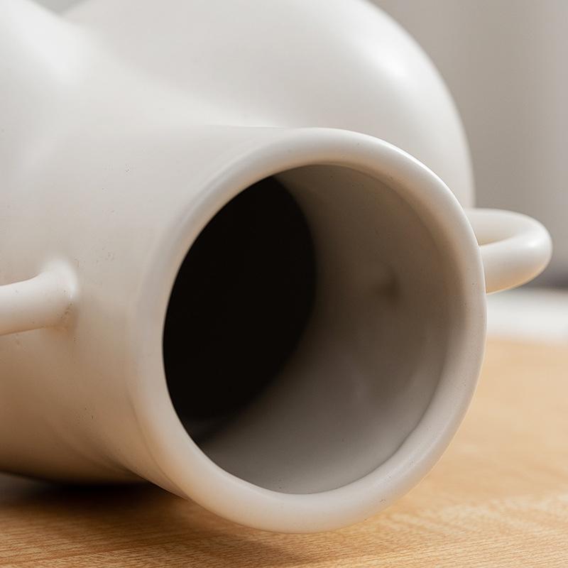 Small Matte White Ceramic Flower Vase for Home Decor