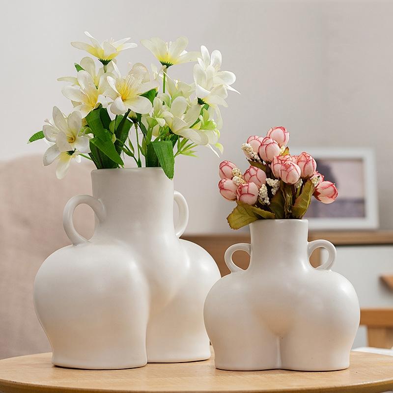 Large Bright Pink Ceramic Vase for Home Decor and Dried Flower Arrangements