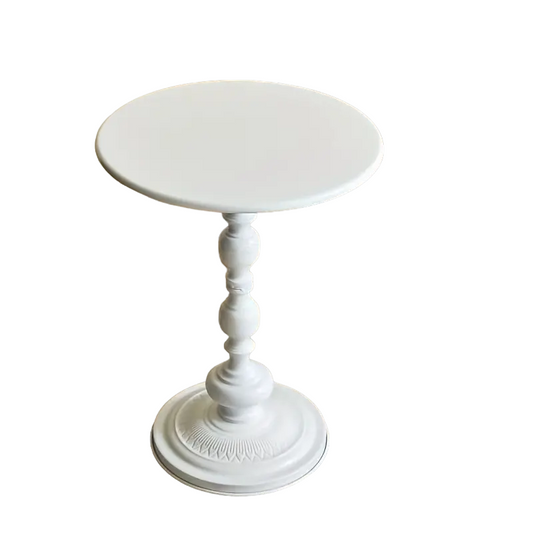 Nordic French Retro Corner Table - Vintage White Iron Bedside Table for Balcony-0