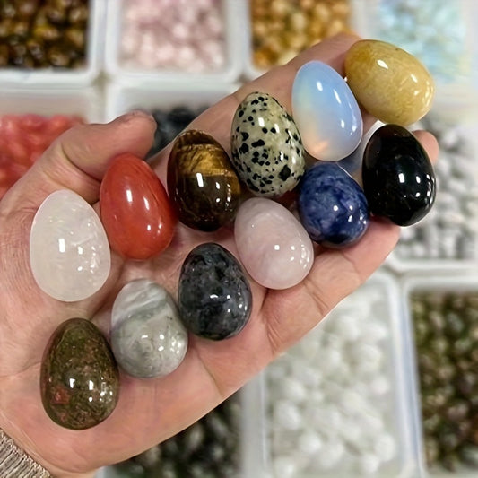 10pcs Natural Polished Tiger's Eye Easter Egg Stones