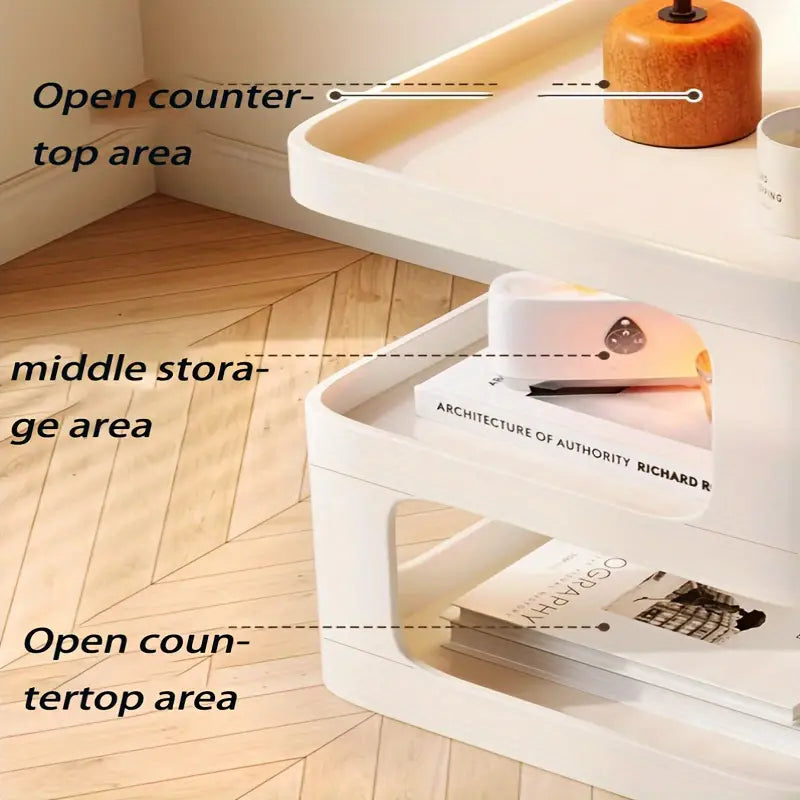 NNETM Tiered Shelf Bedside Table - White-3