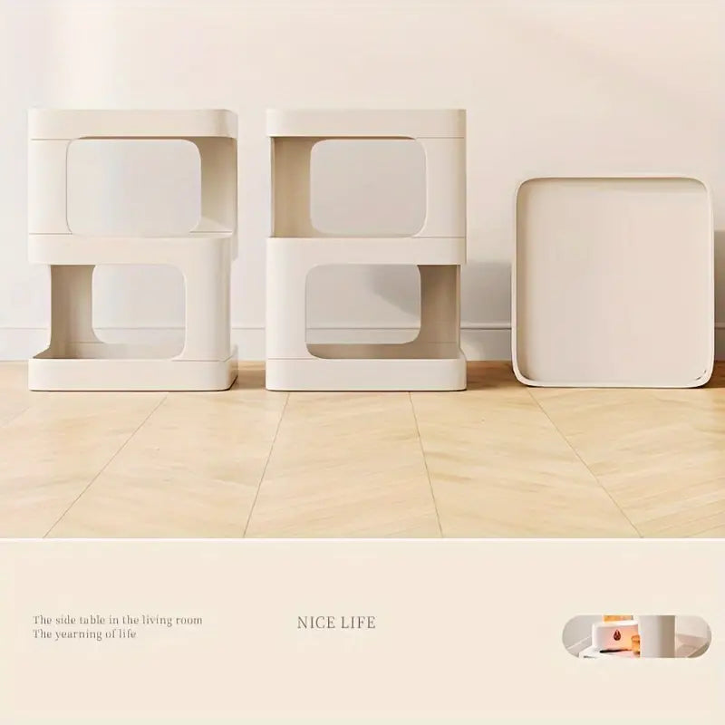 NNETM Tiered Shelf Bedside Table - White-2