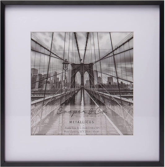 Cooper & Co 12X12 Matt to 8X8 Black Premium Metallicus Metal Photo Frames