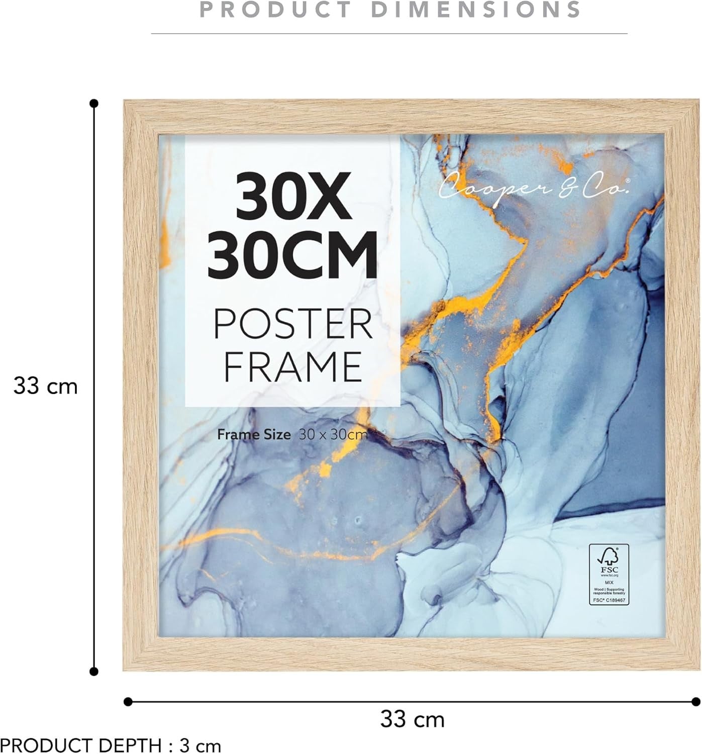 Cooper & Co. Set of 2 30X30Cm Poster Photo Frames Natural